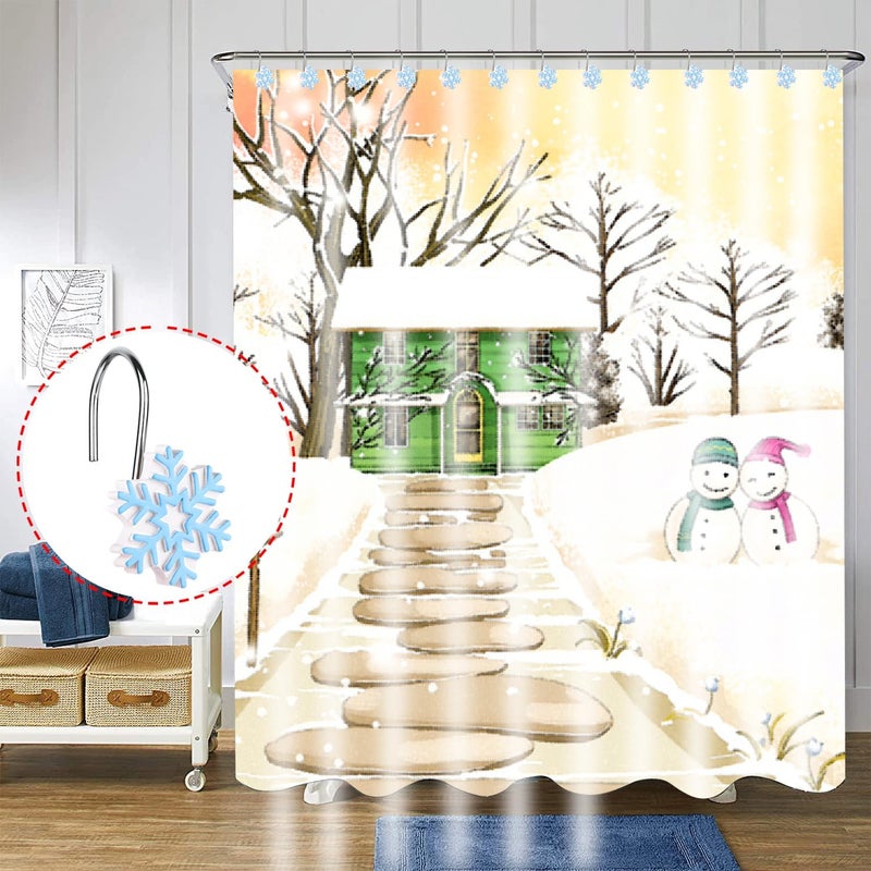 EVOOKA Snowflake Shower Curtain Hooks Rings,12pcs Christmas Snowflake Shower Curtain Hooks Winter Bathroom Decoration for Christmas,Bathroom, Bedroom and Living Room (Blue) - Image 3